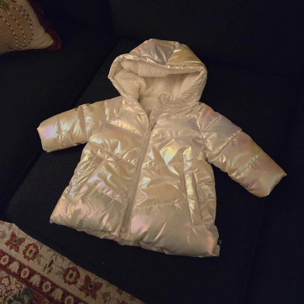 Gap Baby 6-12months Cold Control Max White Iridescent Parka